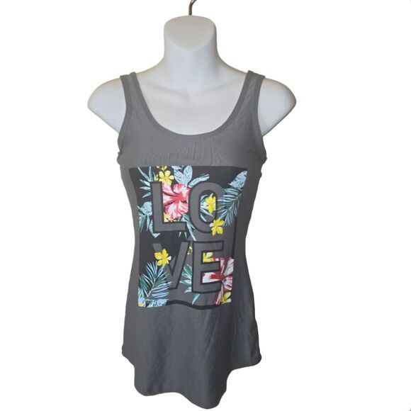 Women's Soft Gray Tropical Tank Top (Small) - Picture 1 of 3